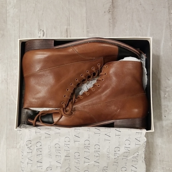 💕THE GREAT💕 The Cap Toe Boxcar Boot ~ Hickory Brown/Black 10 NWT - Picture 15 of 16